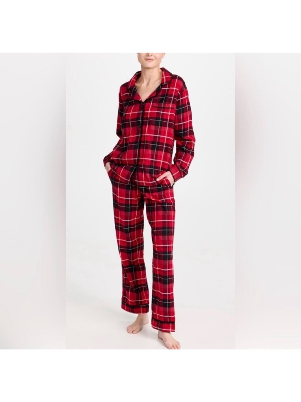 Bedhead Pajamas Womens Red & Black Plaid Flannel Pajama Set Large long sleeve‎